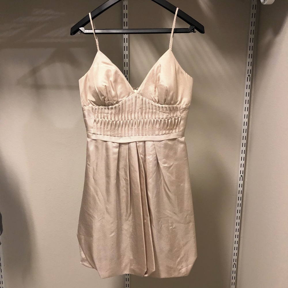 Max & Cleo white/tan striped summer dress, size 8